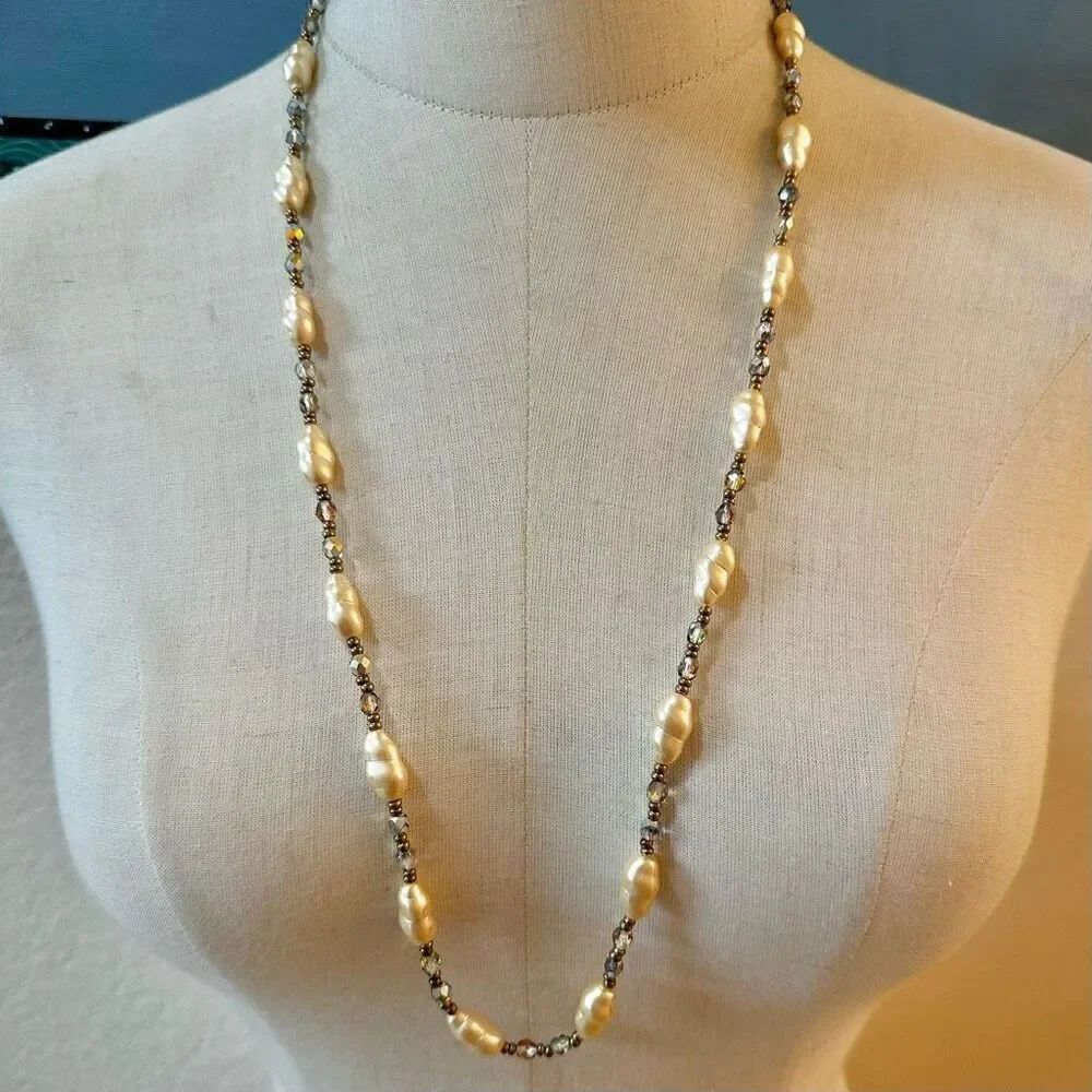 Cookie Lee faux pearl beaded long necklace